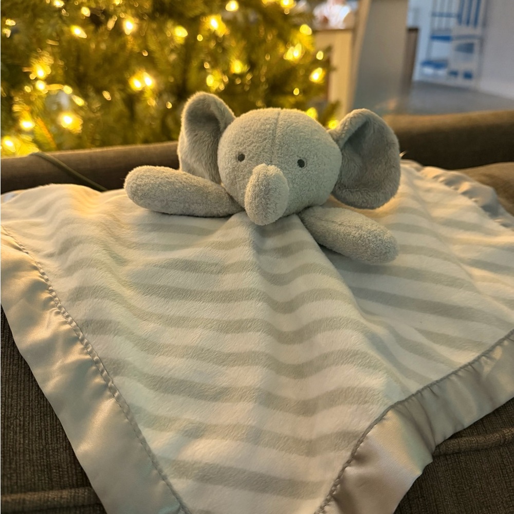 Cloud Island Elephant Lovey Plush‎ in Grey and White Stripes - Discontinued